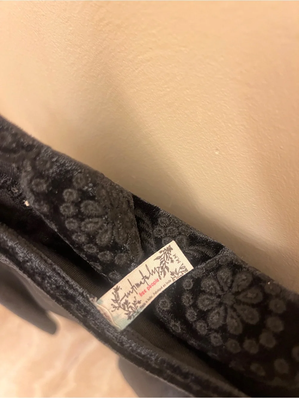 Free People Black Velvet Lace-Trim Slip